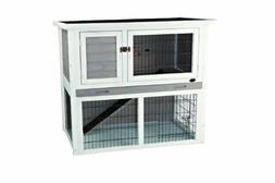 Rabbit Hutch with Sloped Roof , Gray/White