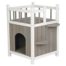 Trixie Pet Products Wooden Pet Home with Balcony, Gray/White